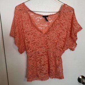 Coral lace top (short sleeve)